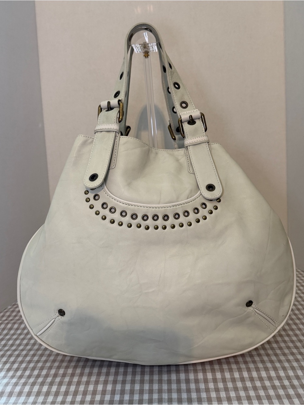 Marc Jacobs White Leather Large Slouchy Hobo Bag, Y2K Vintage Indie Sleaze